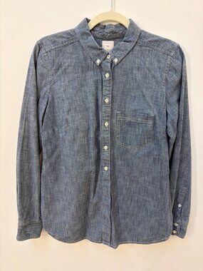 Gap Blue Chambray Tailored Button-Up Shirt With Pocket Mens Size M